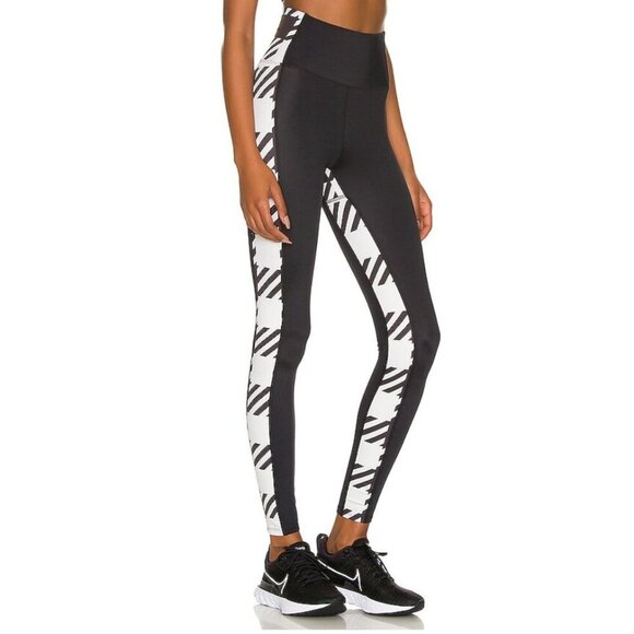 Beach Riot Houndstooth Colorblock Black White Leggings-sz Medium - Picture 2 of 10